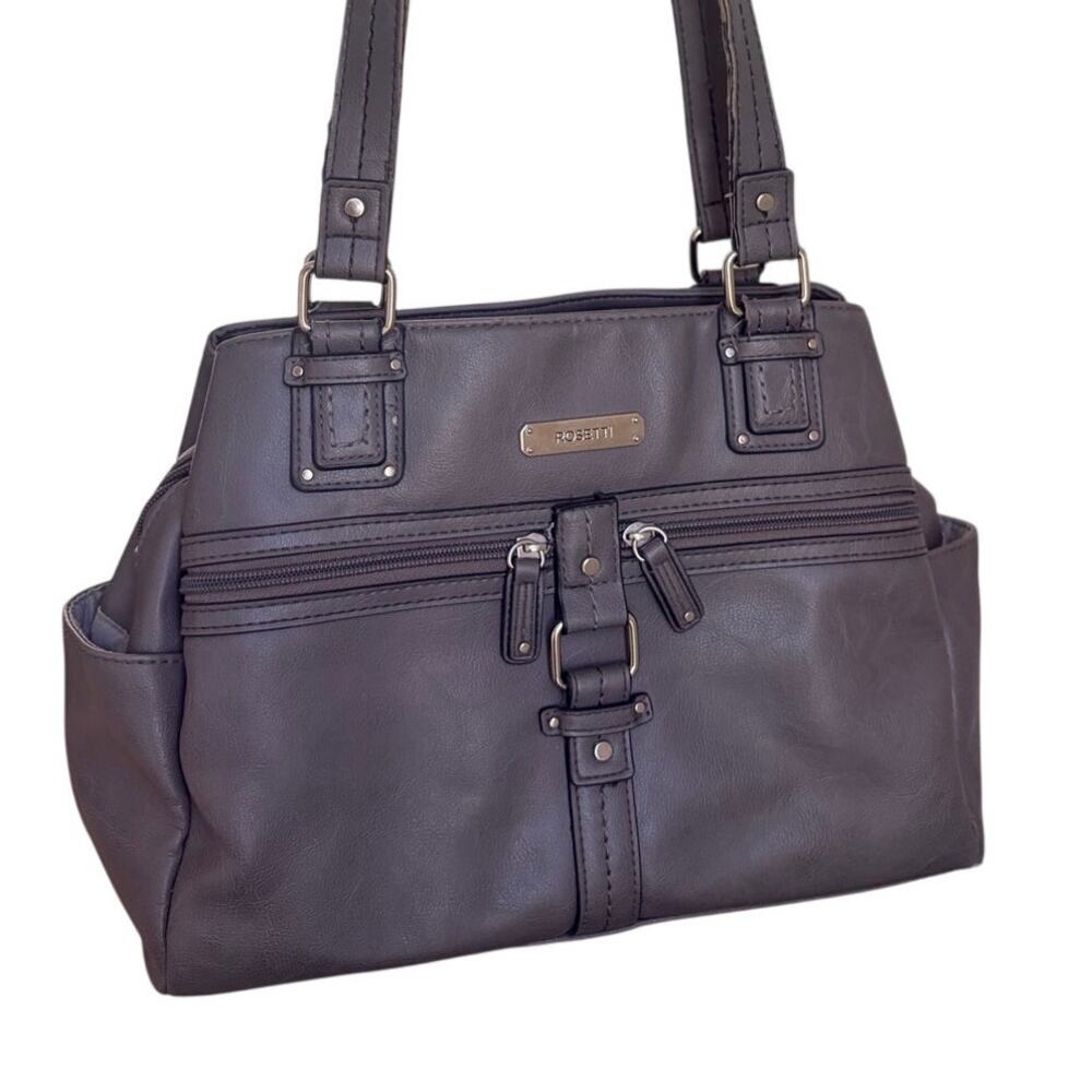 y2k style rosetti midtown shoulder purse gray faux leather purse